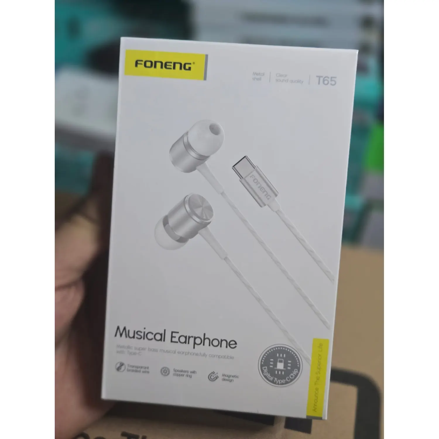 Foning T65 — Écouteurs Filaires USB-C Super Bass — Neuf au Maroc